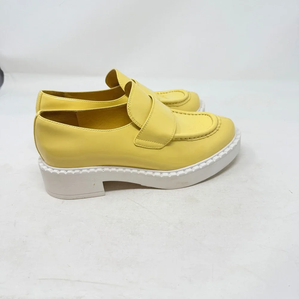 Jeffrey Campbell‎ Platform Penny Loafers Yellow Leather Chunky Slip On Size 8.5